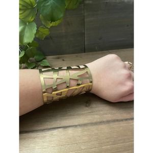 Gold Tone Geometric Cuff Bracelet